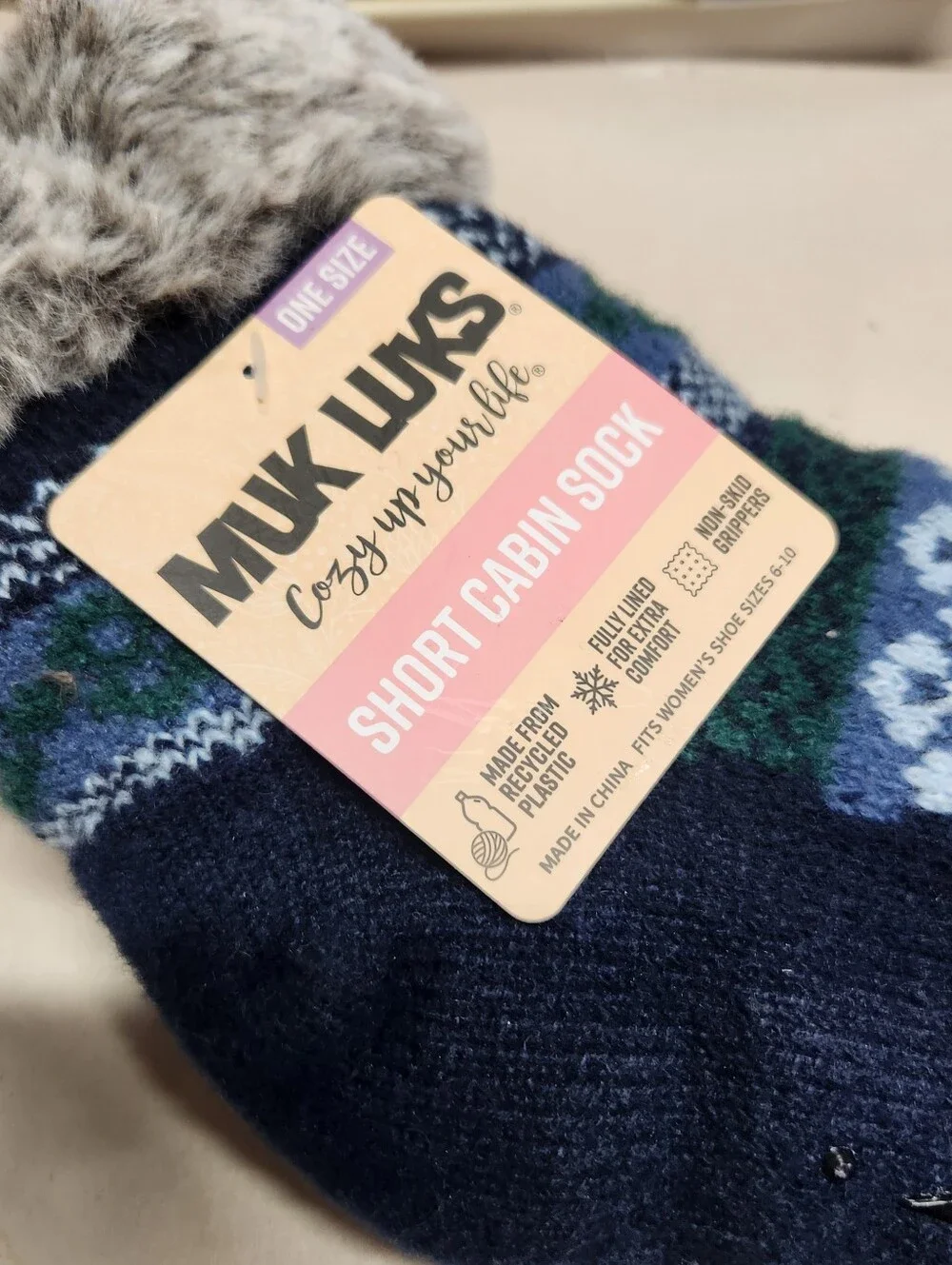 Muk Luks Womens One Size Short Cabin Socks in Navy, Blue & Green New